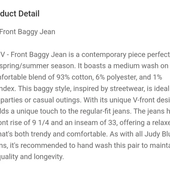 Size 5! NWTs, Judy Blue V-Front Straight Leg Baggy Fit, Raw Hem. - Picture 8 of 9